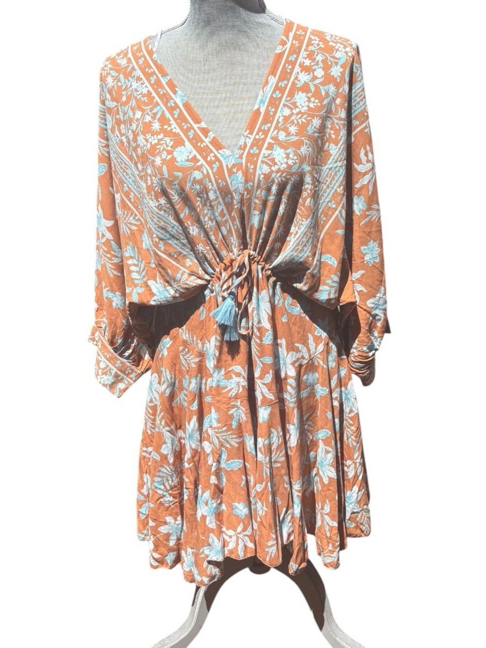 Floral Boho Mini Dress Baltic Born L Cottagecore Coastal Beachey Girlhoodcore - Picture 2 of 11
